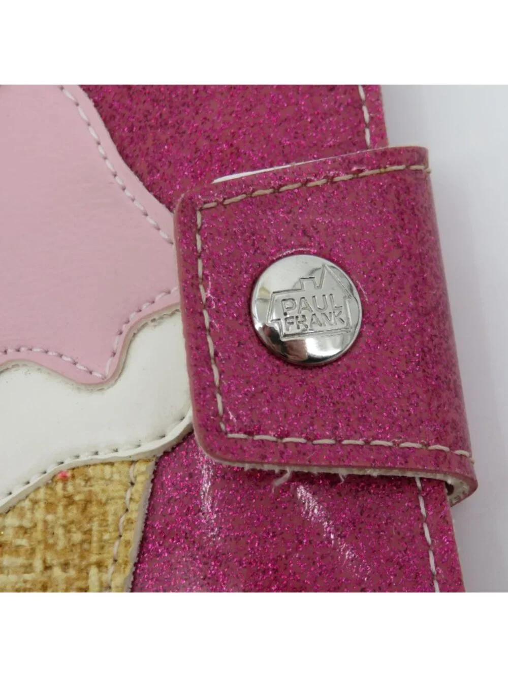 Y2K Paul Frank Pink Glitter Cupcake Sweet Treat Bifold Wallet Key Ring Cute VTG